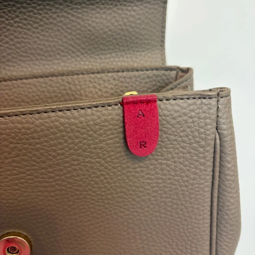 Angela Roi Pebbled Leather Clutch in Taupe